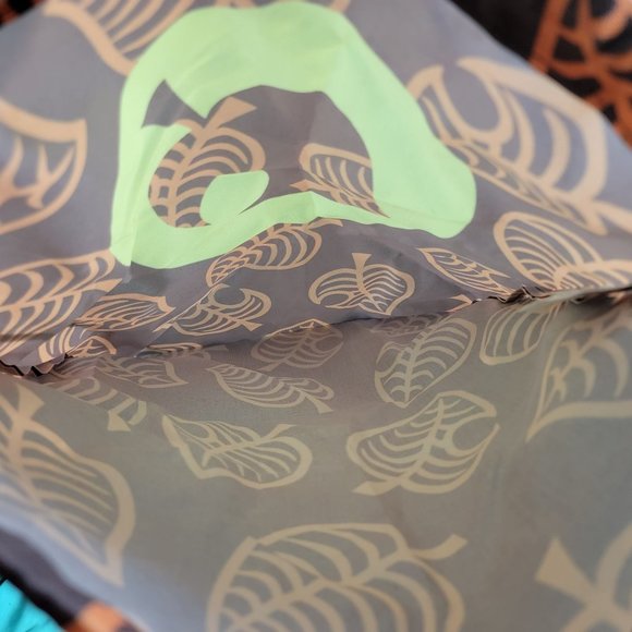 Animal Crossing New Horizons Drawstring Canvas Bag Leaves Brown Orange - Picture 3 of 8